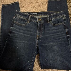 Talbots Women's Ankle Jeans - Dark Blue with Gold Accents